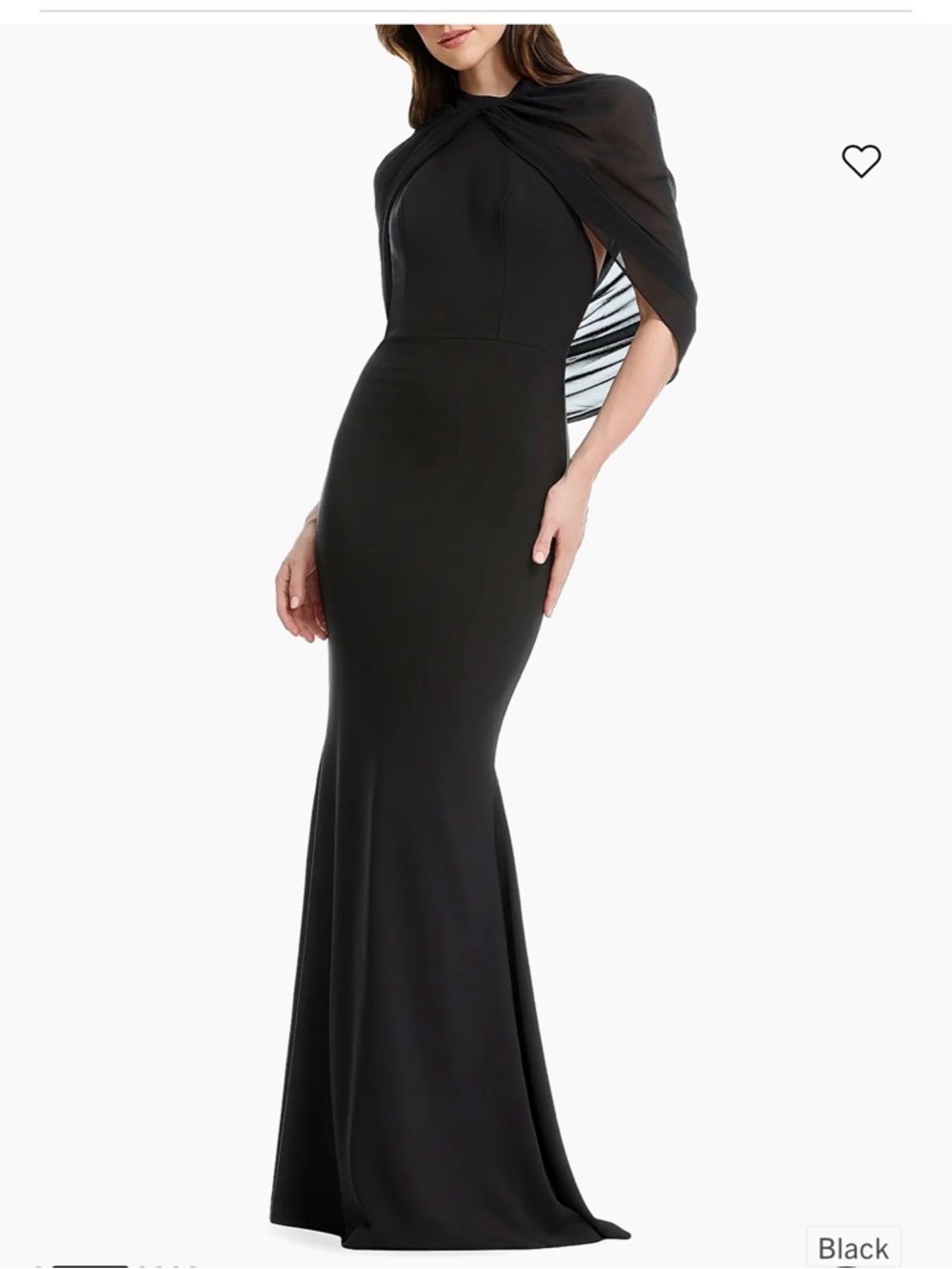 Dress the Population Black Cape-Sleeve Mermaid Gown